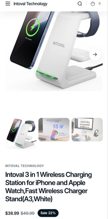 Бездротова зарядна станція  3 в 1.  Біла . 490 грн.