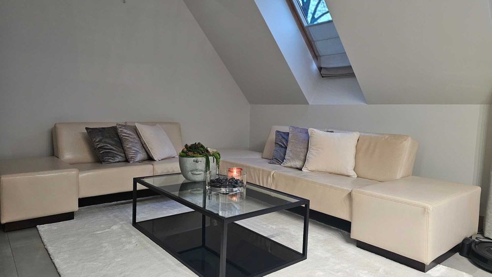 KLER skórzany narożnik beżowy