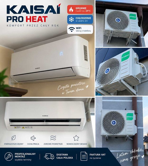 Kaisai PRO HEAT 3,5 kW BIAŁY | Klima do GRZANIA + WiFi