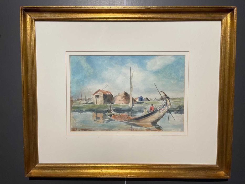 Coleção 5 aguarelas emolduradas de Manuel Tavares assinadas e datadas