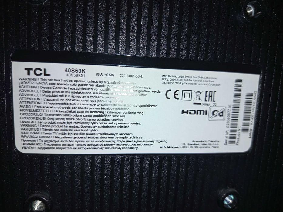 Telewizor TCL 40 cali. Smart TV. Rok użytkowany