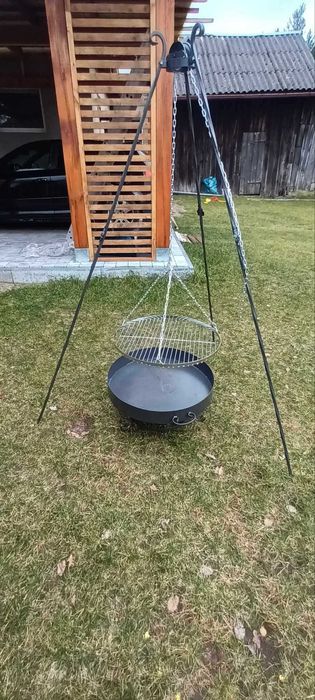 Grill trójnóg ruszt wiszący okrągły 60cm ogrodowy
