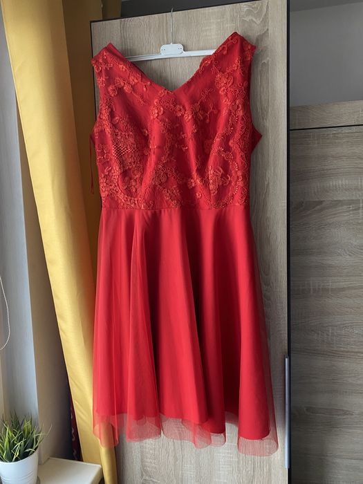 Sukienka elegancka wizytowa czerwona rozmiar 44