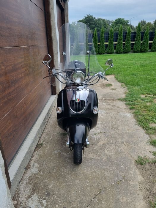 Skuter Retro 50 4t Chromy Czarny Połysk Szyba KUFER Dowóz Polecam!!!