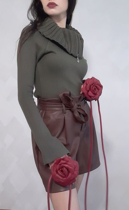 Vintage sweter z rozpinanym kołnierzem khaki jumper with zipped collar
