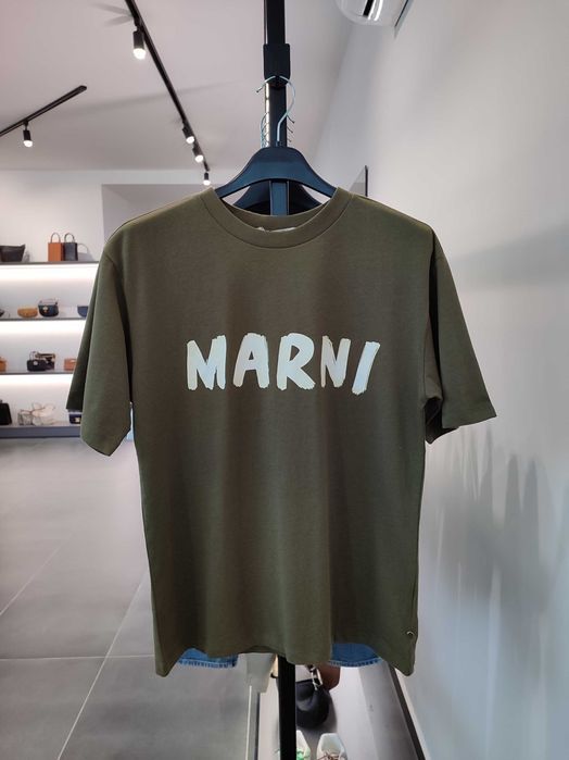 Футболка Marni logo-print t-shirt Olive