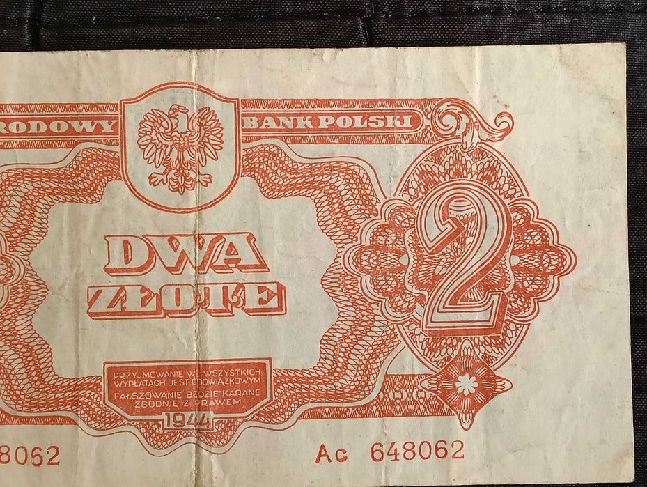 2 złote 1944, banknot, Polska, seria Ac, obowiązkowym