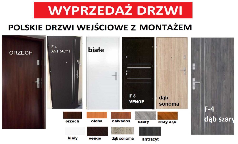 Drzwi z montażem do mieszkania w bloku wejściowe zewnętrzne