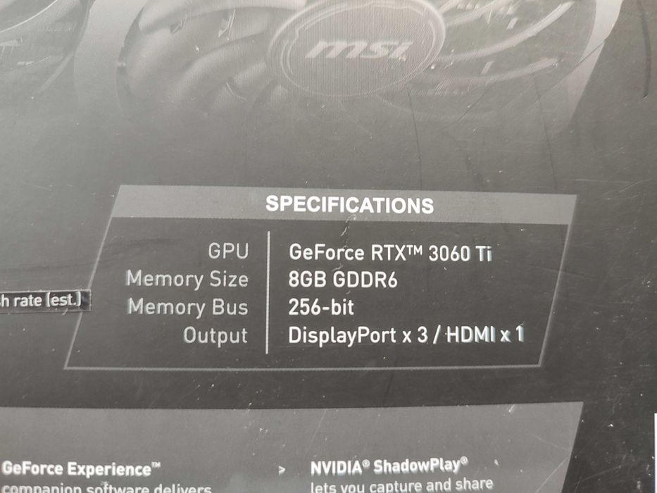 Відеокарта Nvidia GeForce RTX 3060Ti  MSI Ventus 3x