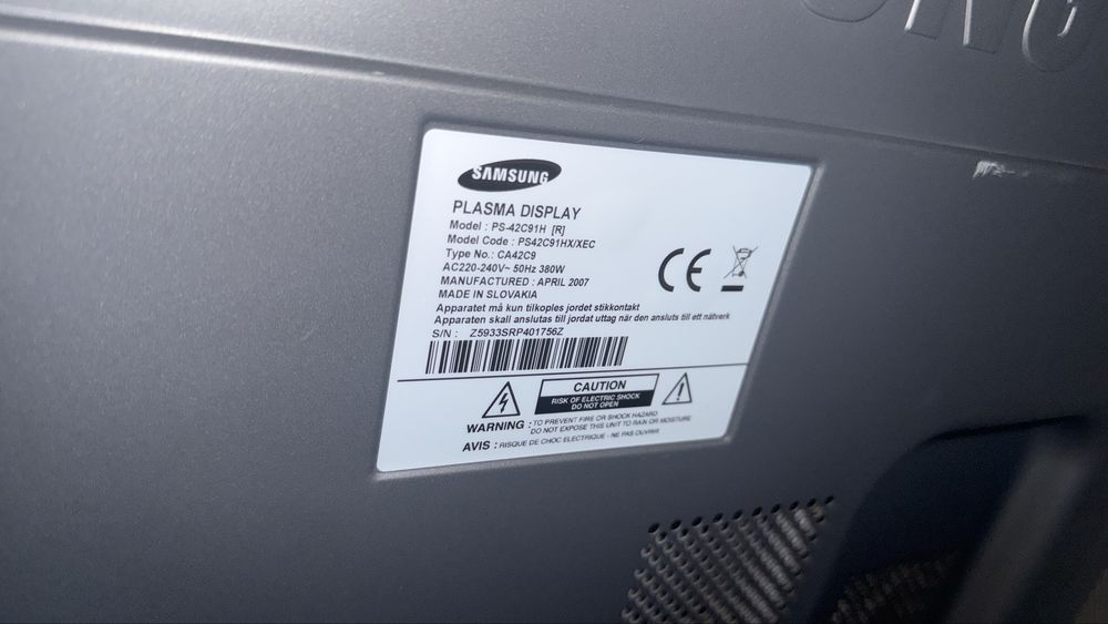 TV Samsung Plasma 42” – Funciona perfeitamente