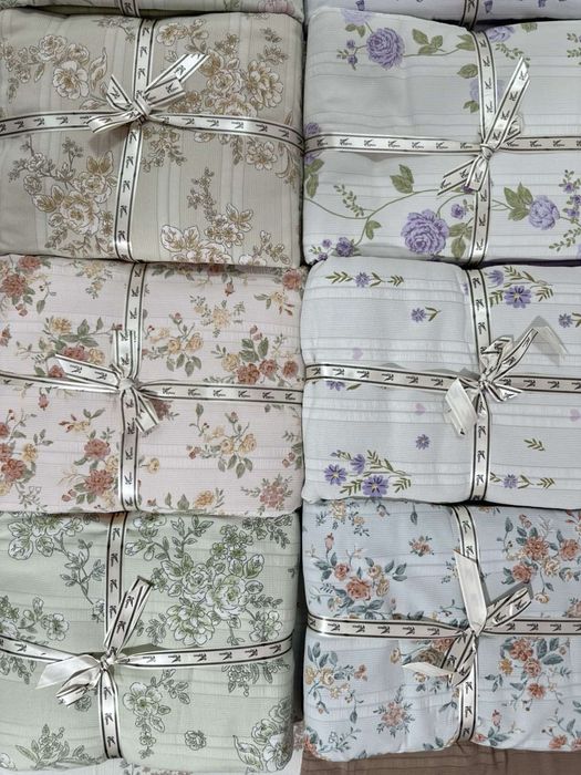 Комбіновані кольорові жаті комплекти постільної білизни "Жатка" Koloco