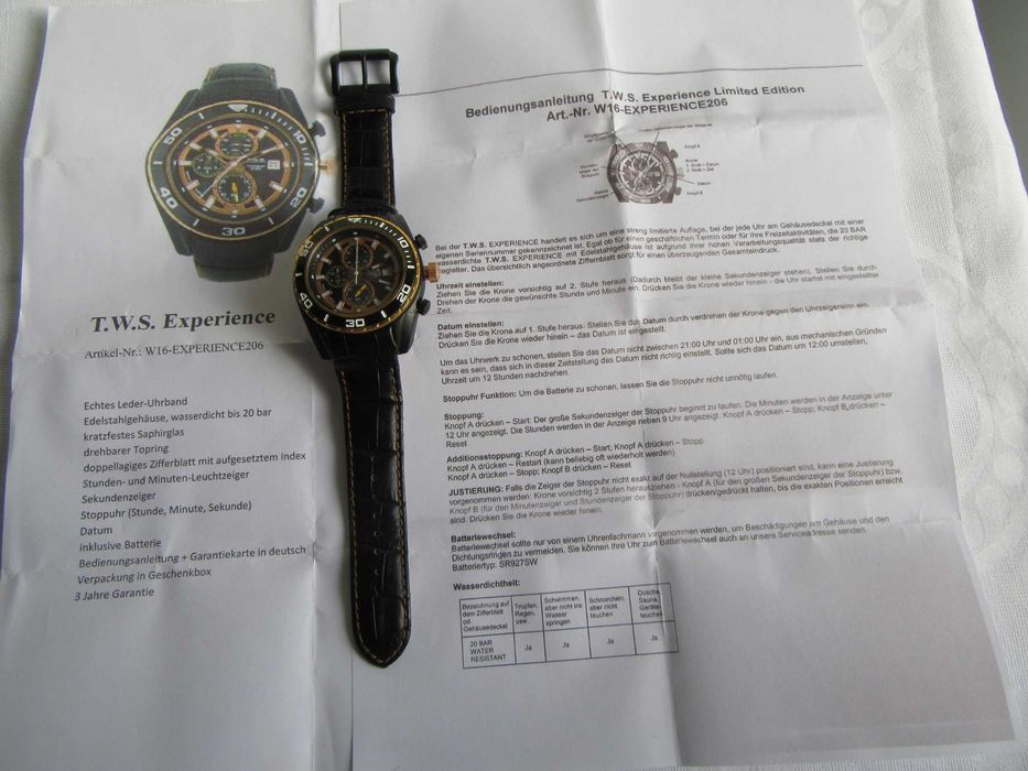"T.W.S." (Experience) - Cronómetro - Sem uso - Como novo
