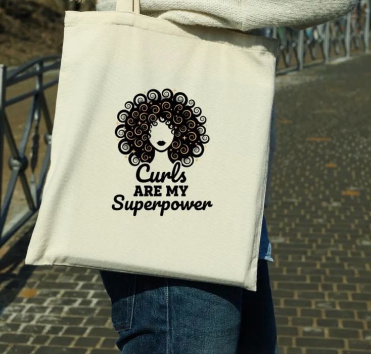 Tote Bag bege  de algodao - cacheadas / curly