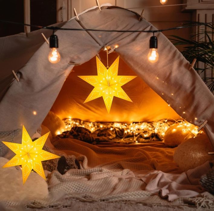 2szt Papierowe świecące gwiazdy do zawieszenia