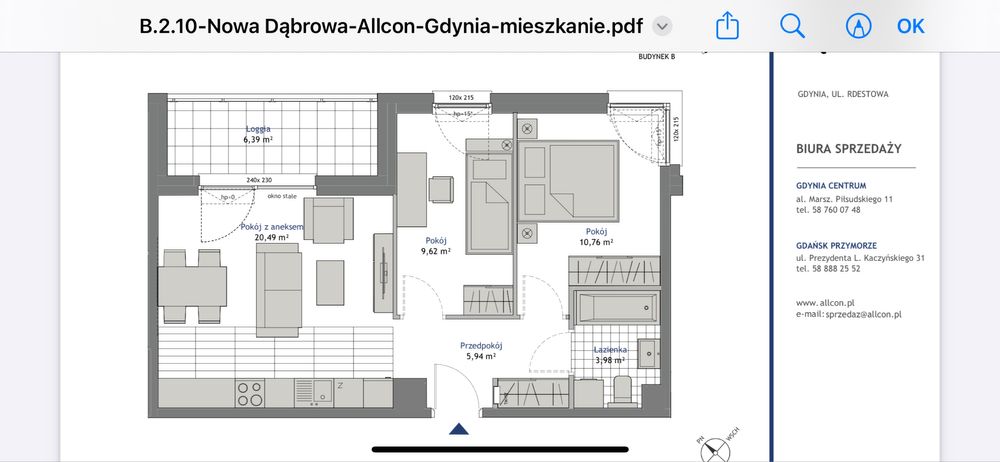 Apartament 3 pokoje, Nowa Dąbrowa,Gdynia, wykonczony pod klucz, Allcon