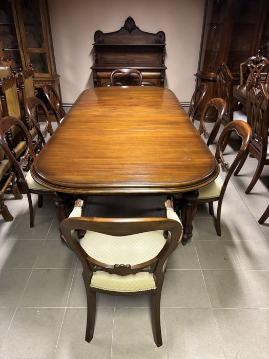 Zestaw Stylowy Stół 8 Krzeseł Komoda Angielskie Meble Stylowe