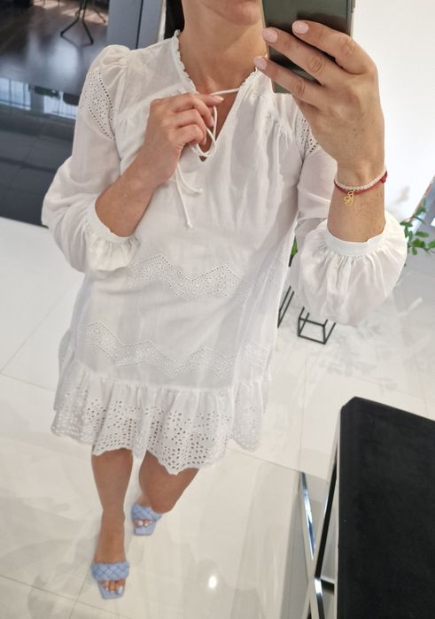 Sukienka letnia Vero Moda 36 biala koronka haft