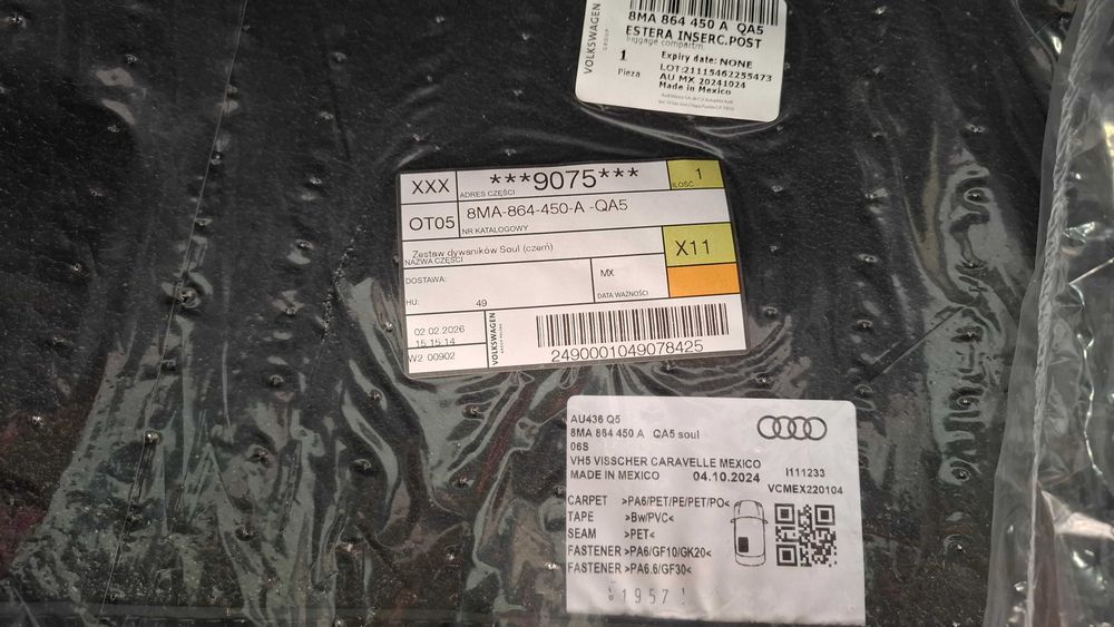 Dywaniki welurowe Audi OEM oryginalne Audi Q5 3gen 2025-, warte 900 PLN