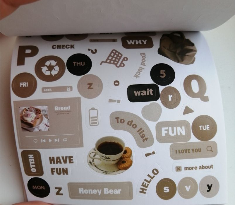 Стікербук набір наліпок стильні стікери скрапбукінг наклейки коти