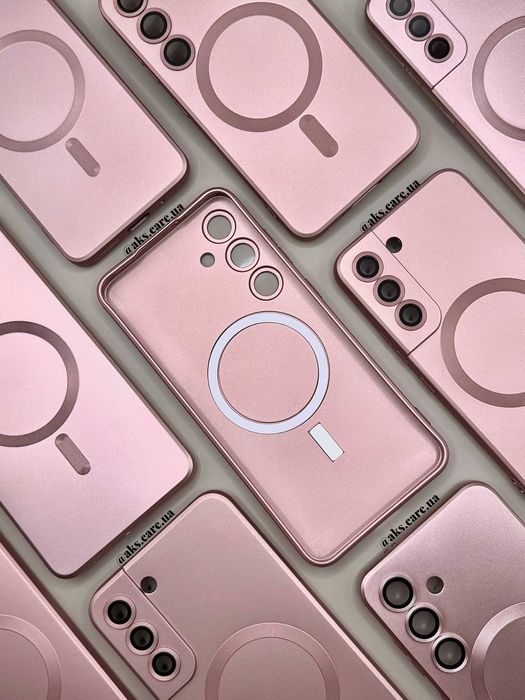 Рожевий розовий силіконовий чохол MagSafe з лінзами Samsung A/S/Note