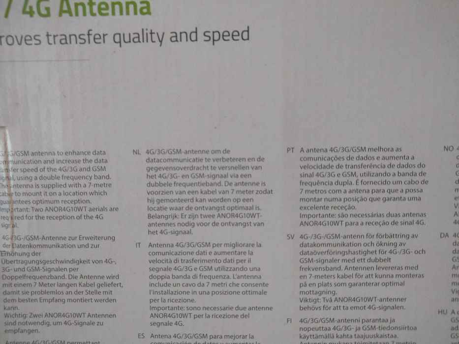 Nedis Antena 3G/4G/GSM Amplificada C/ Cabo 7m IP65 (NOVO)