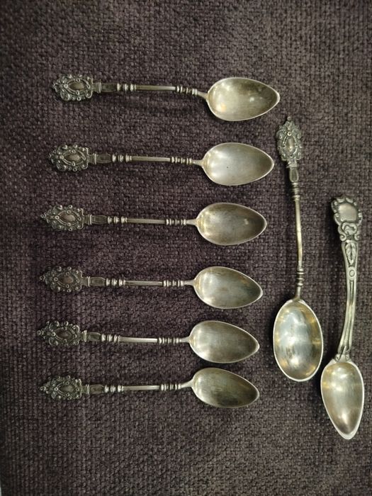 Colheres em prata de café 6 mais 1 do açúcar