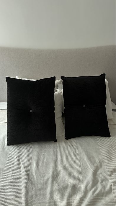 Conjunto de 2 Almofadas Decorativas 60x40 cm – Veludo Preto / Cinzento-Chuva