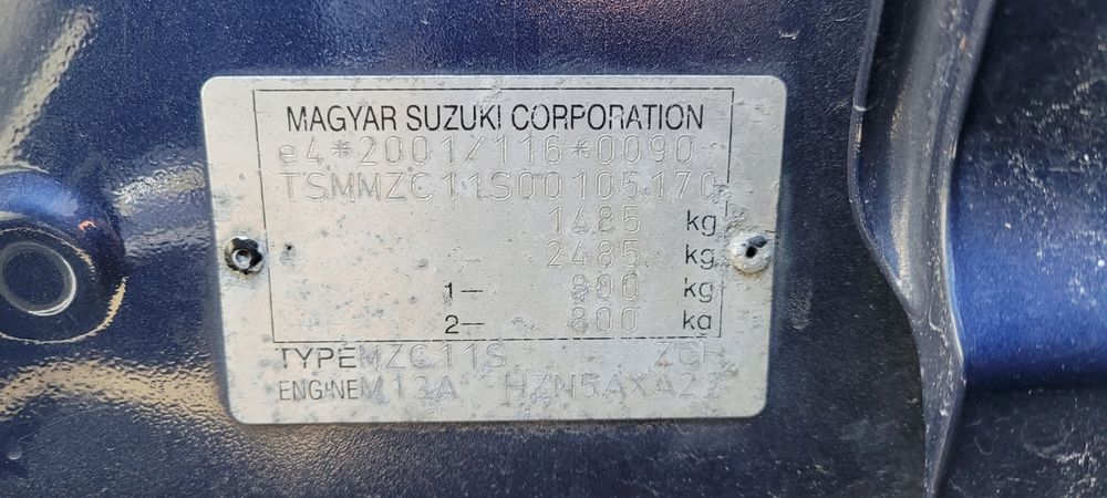 drzwi tylne lewe lub prawe suzuki swift vi 05- kod koloru zch