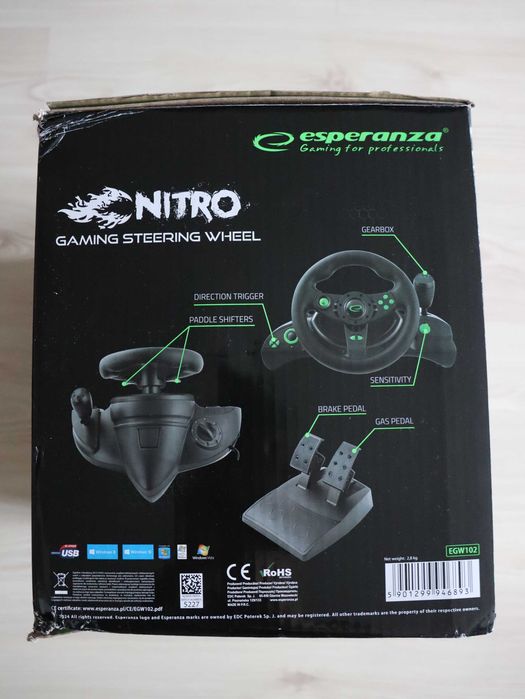 Nowa kierownica i pedały do gier Esperanza NITRO PC PS3 270° EGW102