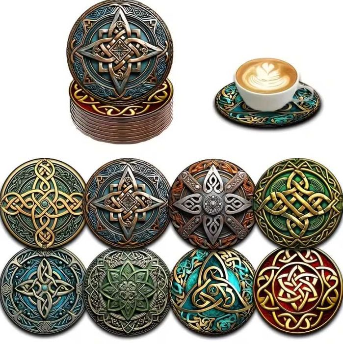 8x RETRO podkładki pod kubek KRZYŻ CELTYCKI NA PREZENT podstawki h267