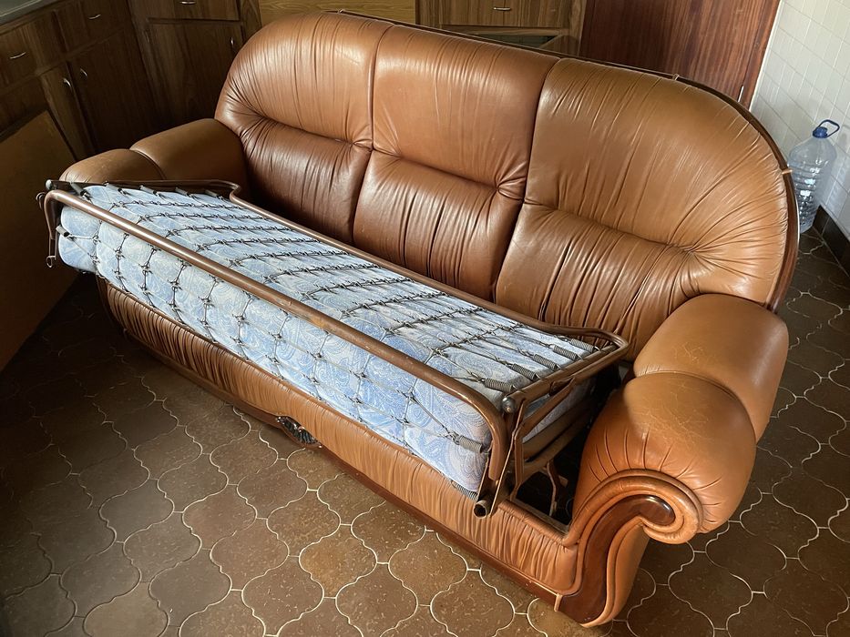 Conjunto 3 Sofás em Pele