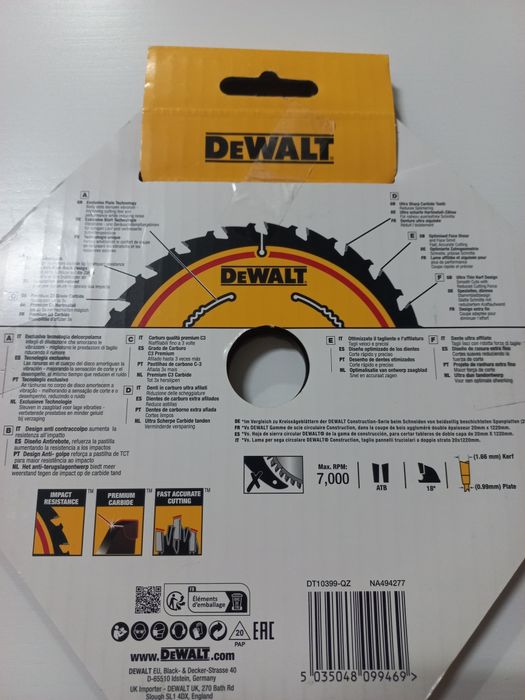 Discos  P/ Serra Circular ELITE SERIES 190mm Dewalt DT10399-QZ
