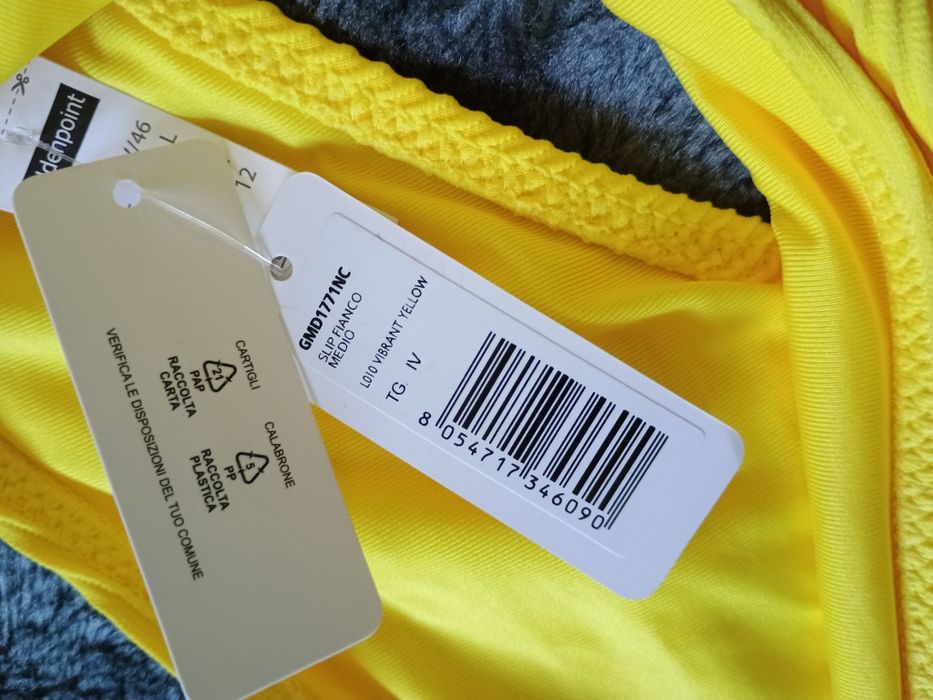 Dół od bikini Żółte klasyczne prążek