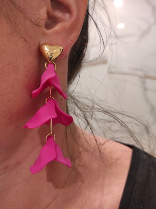 Kolczyki wiszące różowe