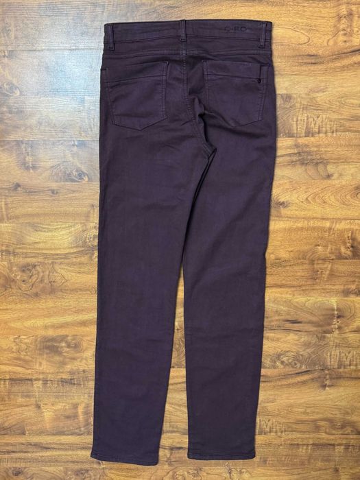 Szerokie straight fioletowe stretch spodnie jeansowe Cero Etage 38 M