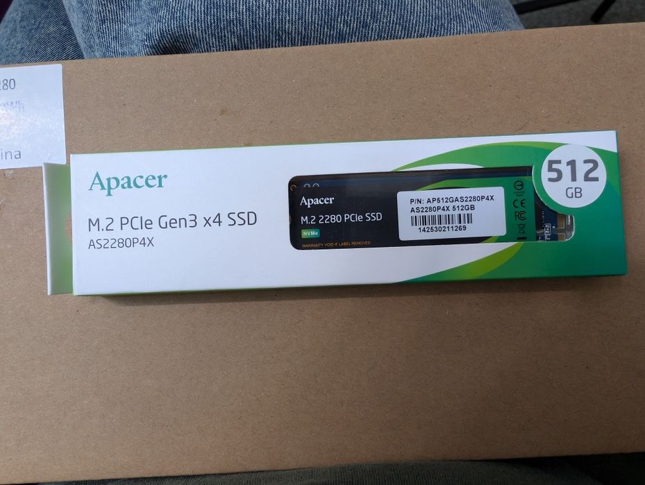 Новий SSD Apacer AS2280P4X 512GB M.2 NVMe PCIe 3.0 x4 (Запакований)