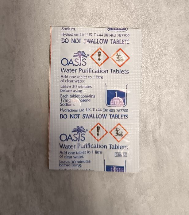 Таблетки 6 шт Oasis для знезараження води 5-6 літрів.