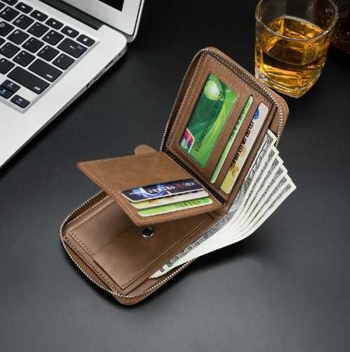 Carteiras masculinas bolsa de moedas, retro, couro