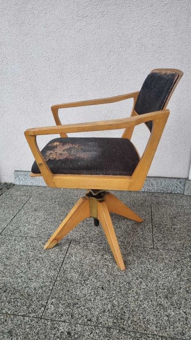 Krzesło obrotowe Ton Mid Century Design PRL Czechosłowacja do biurka