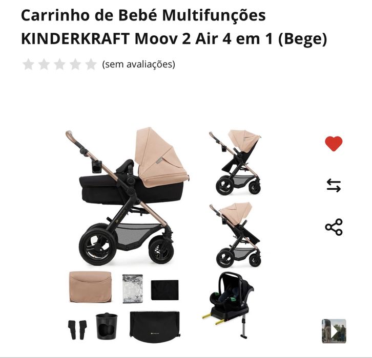 Carrinho de Bebé Multifunções KINDERKRAFT Moov 2 Air 4 em 1