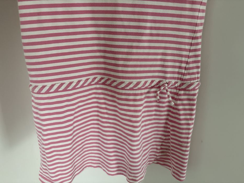 Bluzka polo długa Tommy hilfiger M w paski różowo biała