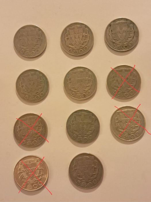 Moedas antigas portuguesas de 5