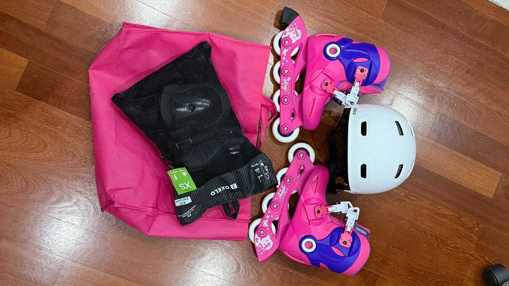 Conjunto - Patins em linha, capacete + proteções