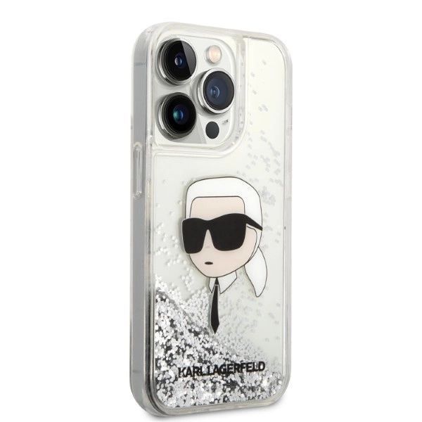 Etui Karl Lagerfeld Glitter Karl's Head na iPhone 14 Pro Max - srebrne
