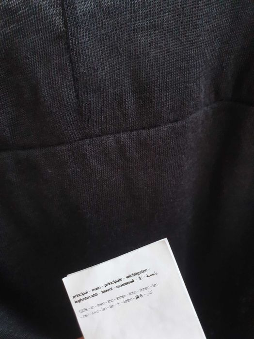 Czarna koszulka t-shirt Promod lniany 100% len 36