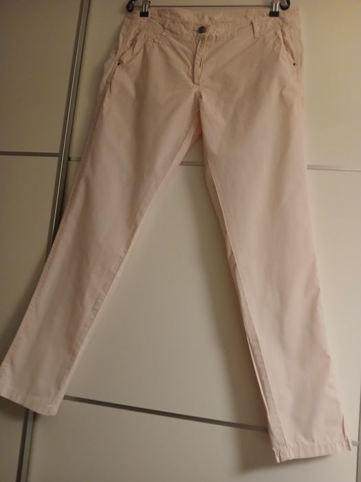 Calças  de tecido rosa claro