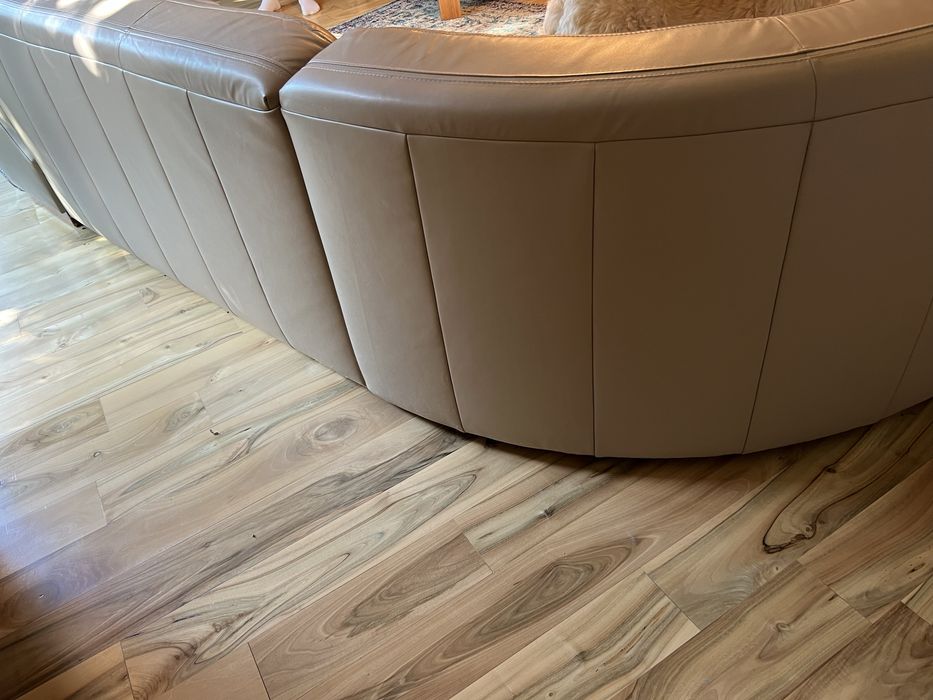 Skórzana sofa narożna ETAP SOFA – jasny beż, naturalna skóra