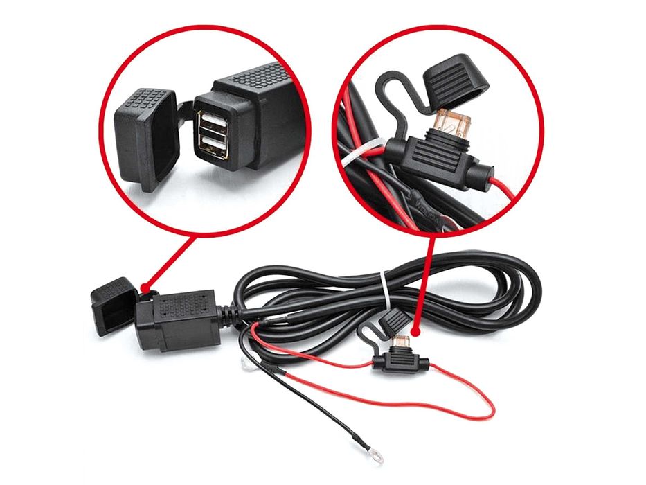Carregador USB Telemóveis, GPS, MP4 para motos, 2 portas USB