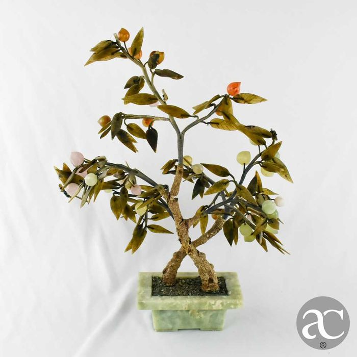 Árvore bonsai, China, feito em pedra, quartzo e jade n2