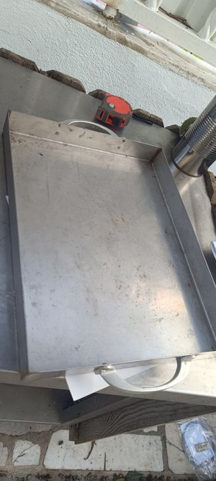 Tabuleiro inox 430x300x40 com pegas em alumínio,ideal para assar